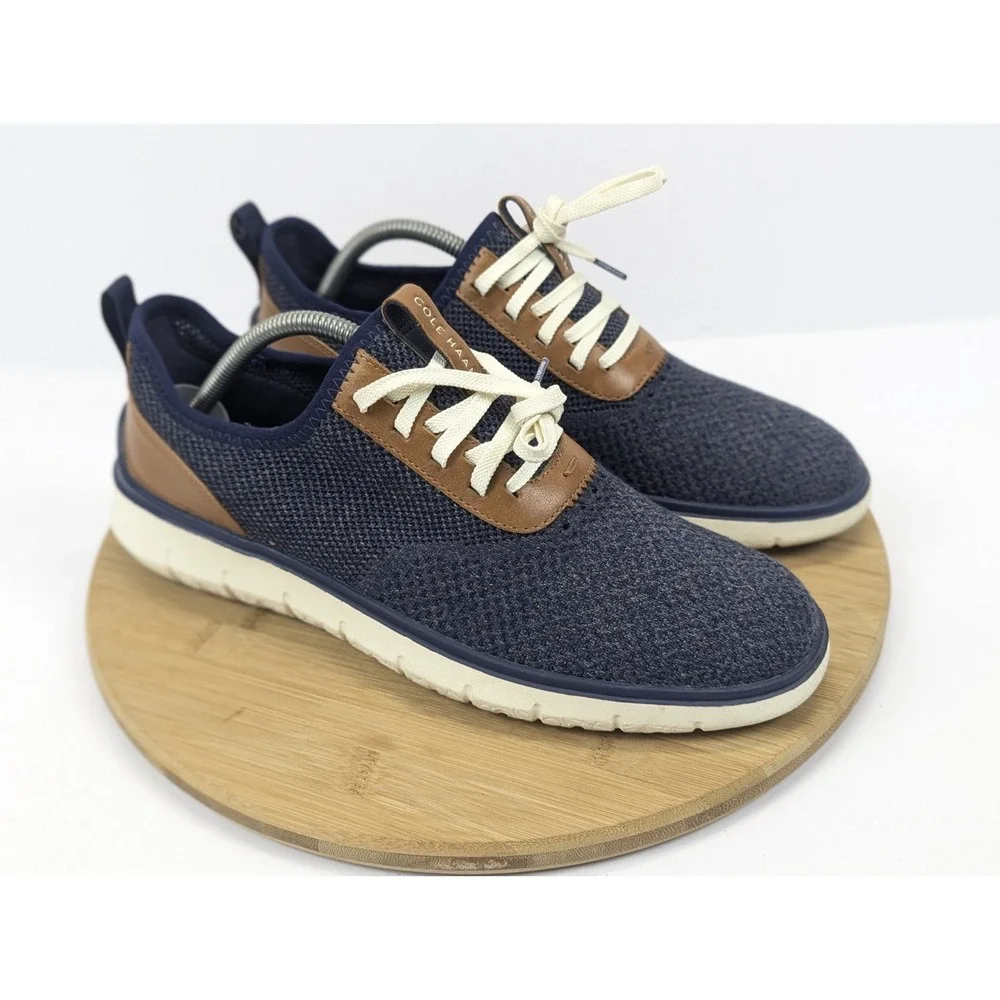 Cole Haan Zerogrand Stitchlite Oxford Mens 9.5 Navy Blue Knit Sneakers C31402